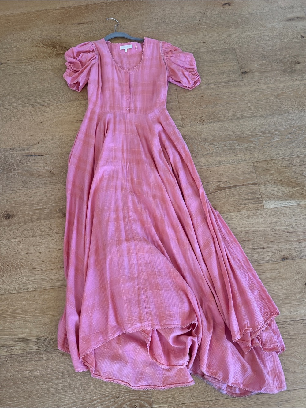 Pink Puff Sleeve Maxi Dress